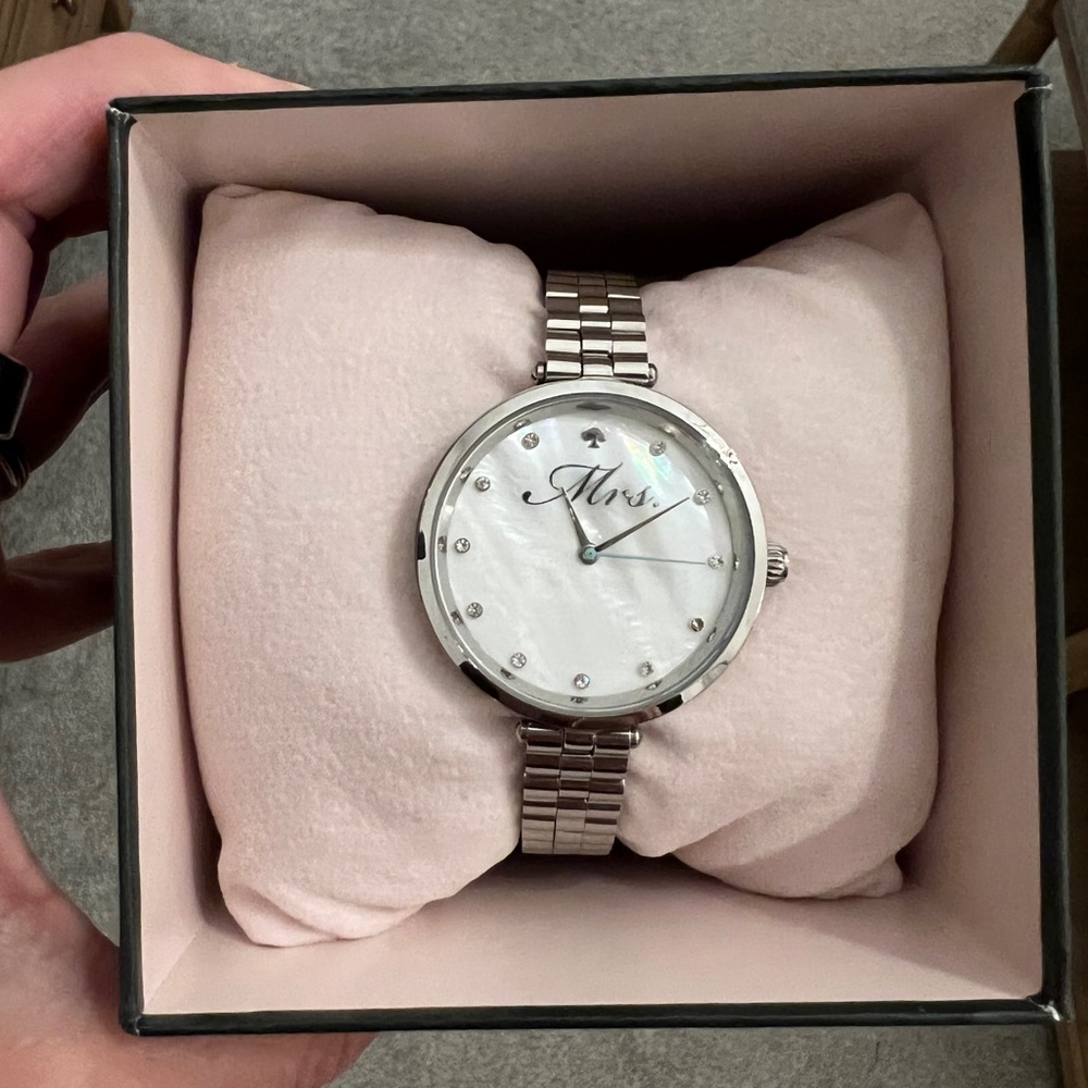 Kate Spade Silver Mrs. Mother-of-Pearl Watch